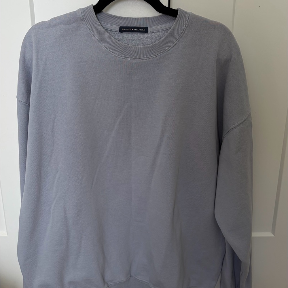 Brandy Melville Men's Crewneck Sweater in Light Gray
